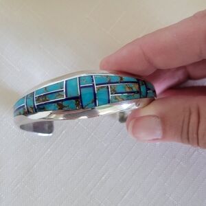 Sterling Silver Bracelet, Blue Lapis and Turquoise